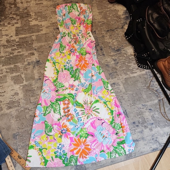 Lilly Pulitzer × Target Strapless Multi Floral Jersey Cinch Waist Maxi Dress M - Picture 7 of 13